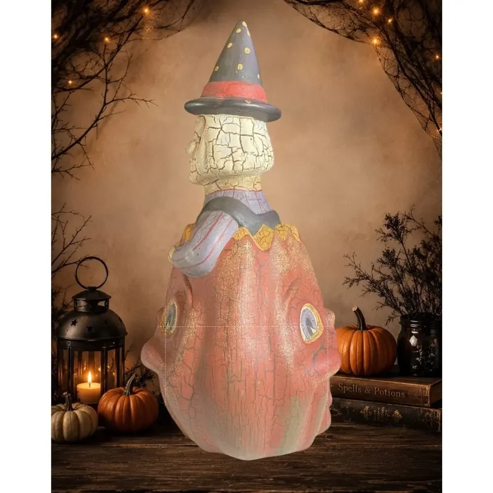 Vintage Midwest Cannon Falls Witch Double Face Pumpkin 15” Retired Halloween